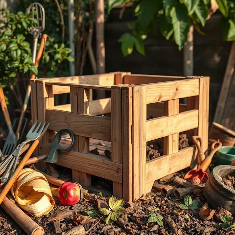 Jardinière de balcon Composteur maison Récupération d'eau 3 Construction d'un composteur maison à partir de palettes en bois.